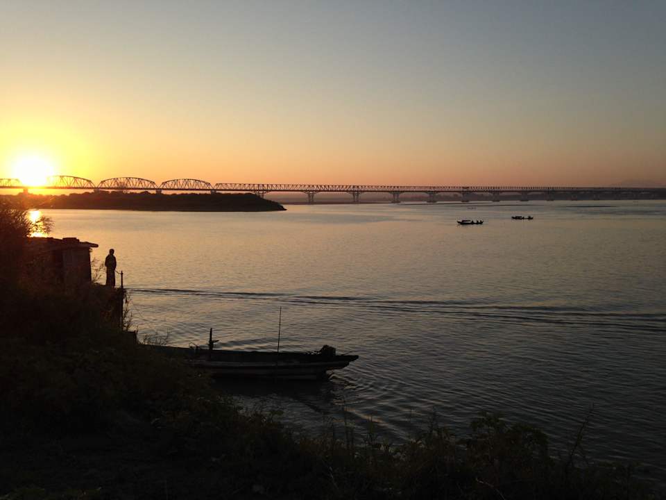 Sunrise over the river Hotel Bagan River View