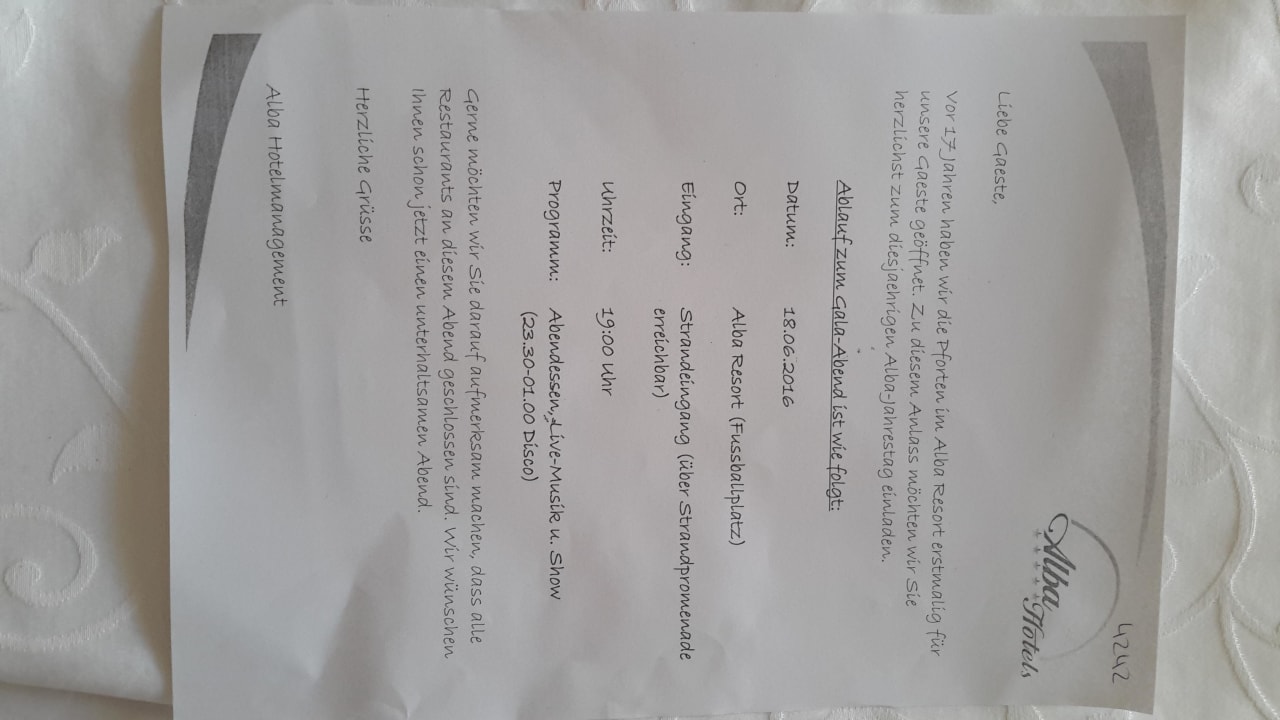 Einladung Alba Queen Hotel