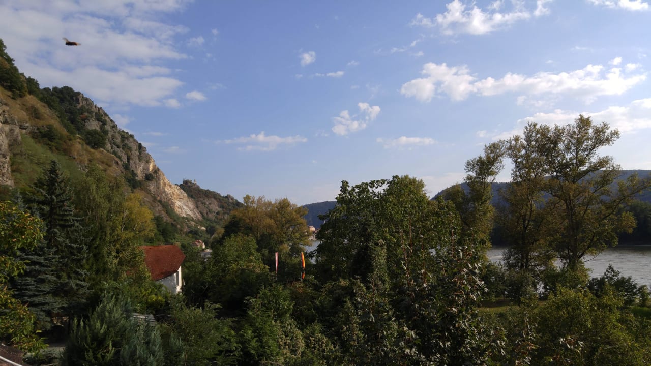 Ausblick vom Zimmerbalkon Gartenhotel Pfeffel