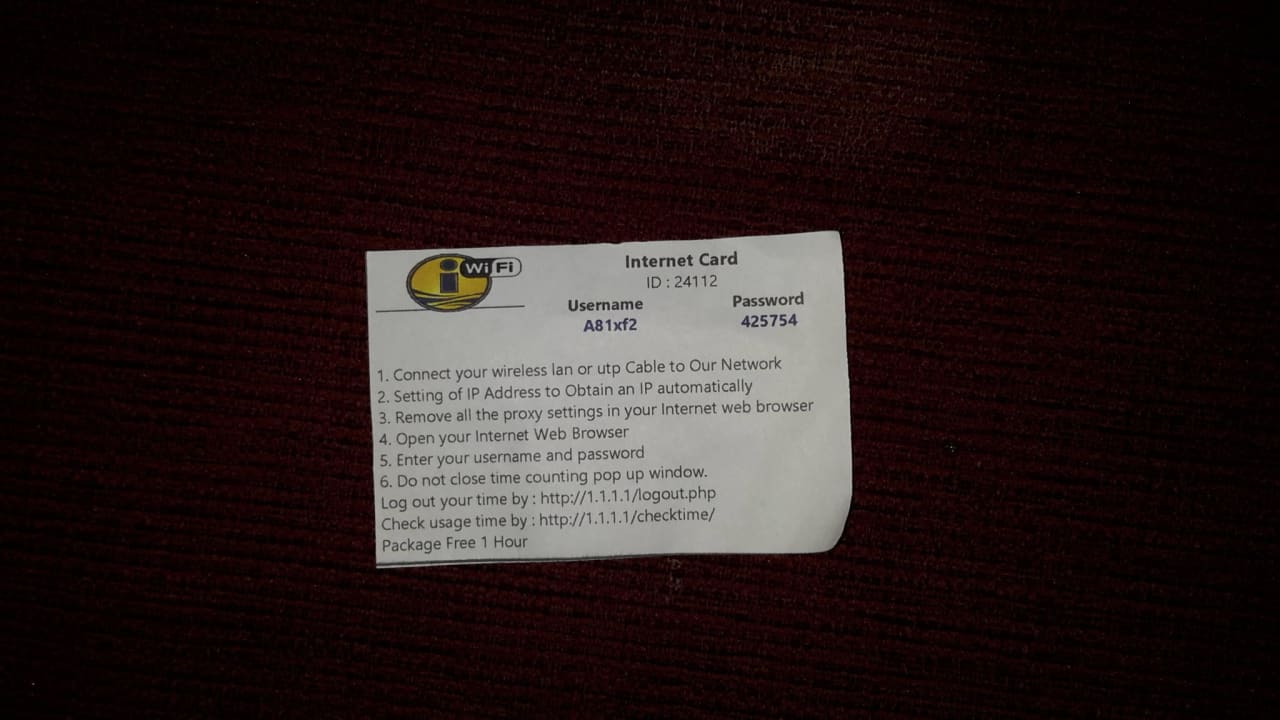 Ein 1-Stunden-Internet-Account Hotel Fourteen Again