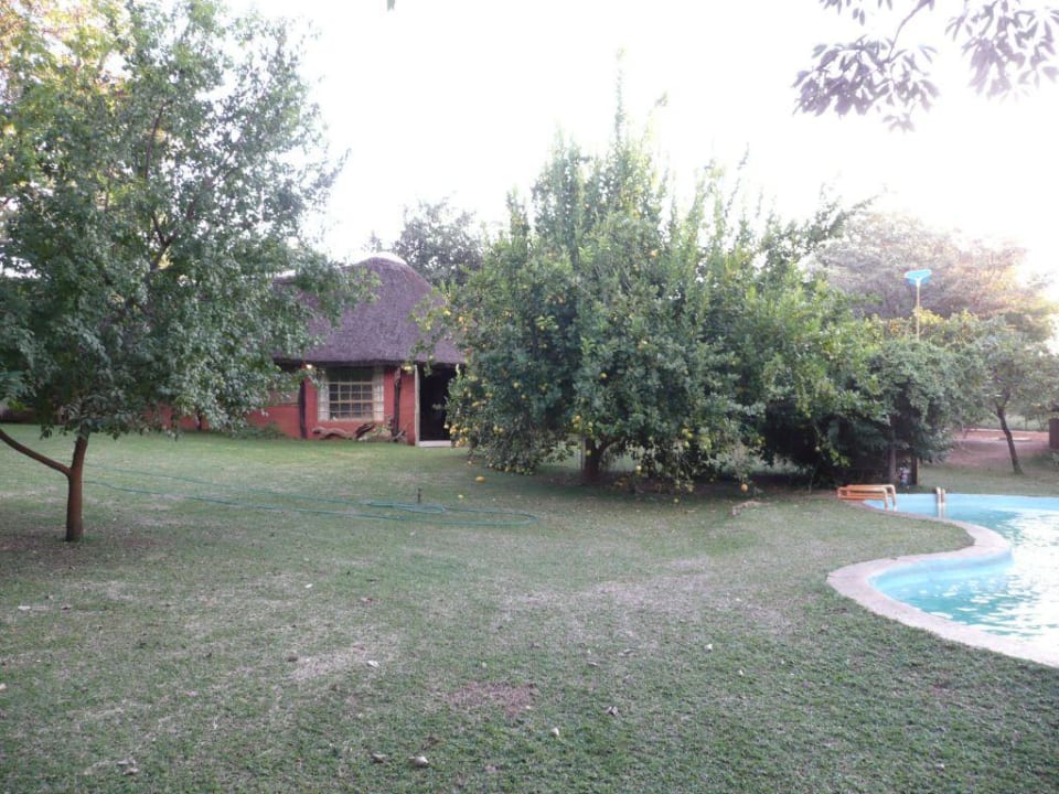 Blick zum Haupthaus mit Pool Shamvura Camp