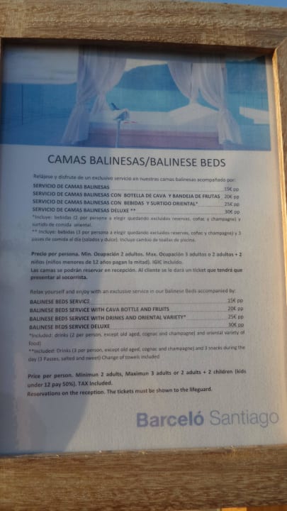 Preise für Bali Liege Barceló Santiago - Adults Only
