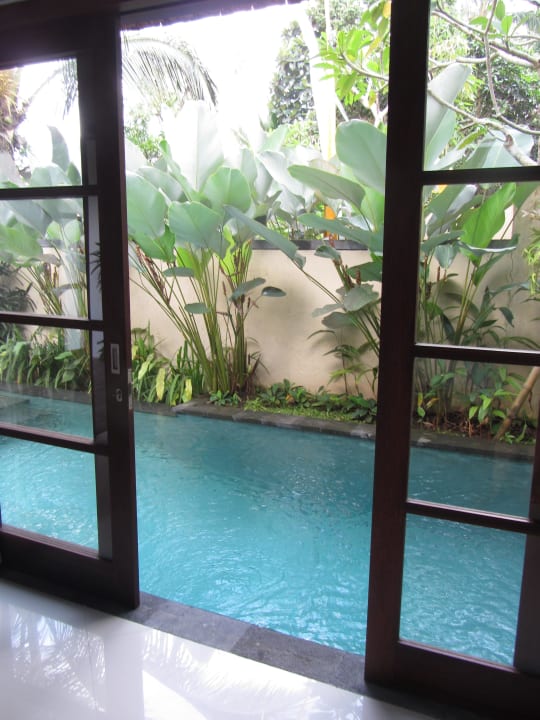 Blick aus dem Zimmer auf den Privatpool Bayad Ubud Bali Villa