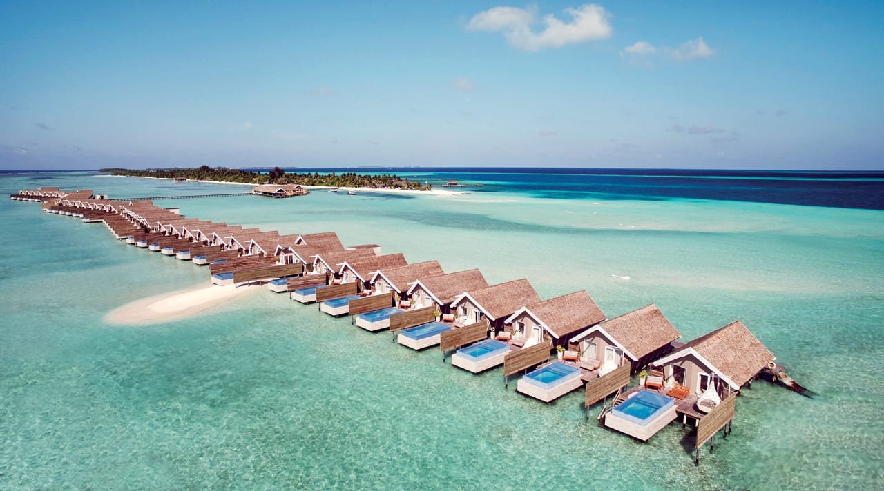 Luftansicht Romantic Pool Water Villas LUX South Ari Atoll