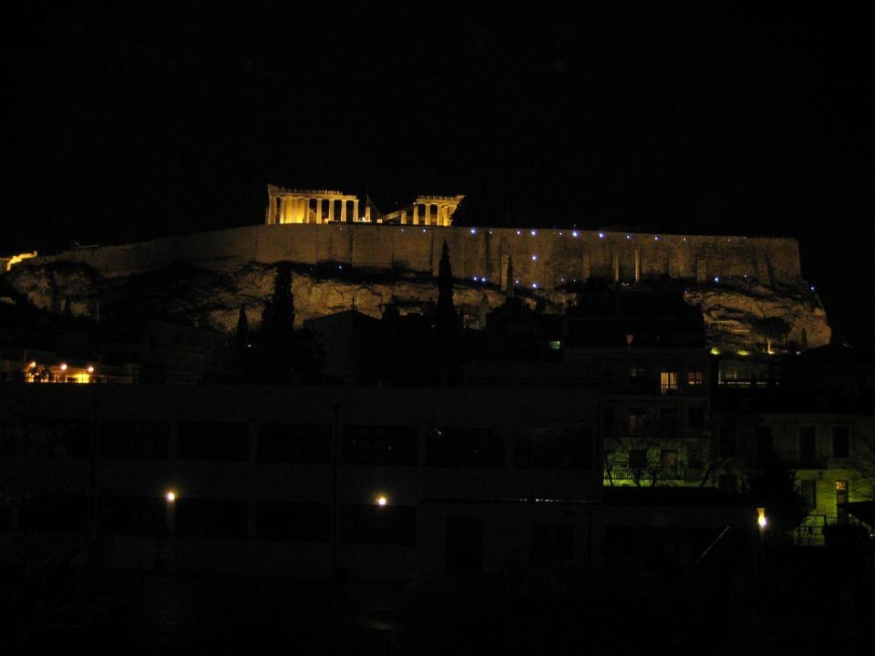 Blick von der Terrasse auf die Akropolis Herodion Hotel