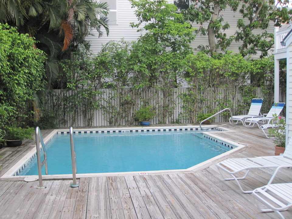 Pool im hinteren Gartenbereich Hotel Heron House Court