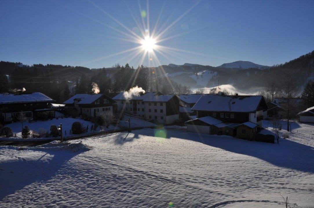 Morgentlicher Ausblick auf die Alpen Haubers Naturresort