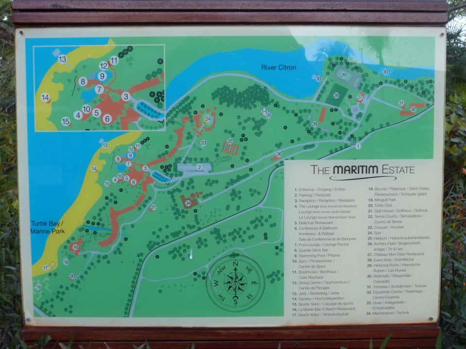 Zur Orientierung - ein Plan der Hotelanlage Maritim Resort & Spa Mauritius