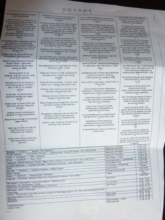Informationsblatt Voyage Belek Golf & Spa