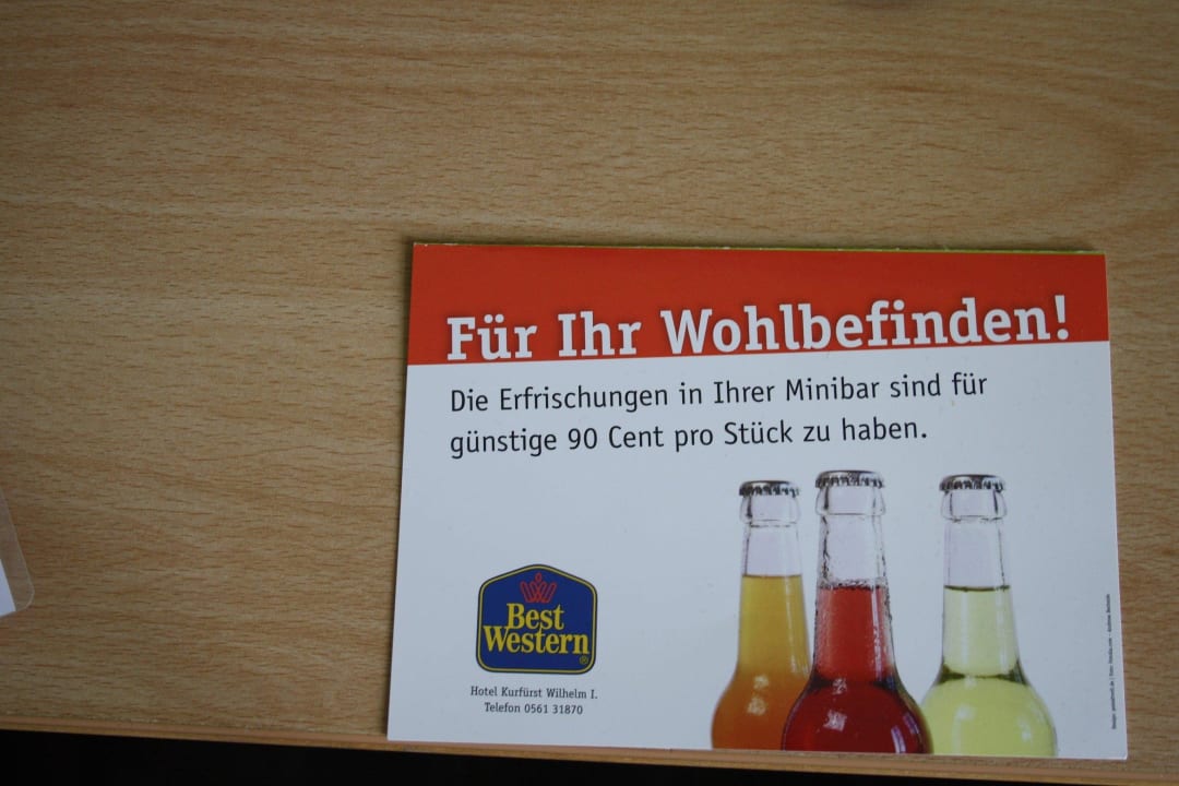 Minibarkosten Best Western Hotel Kurfürst Wilhelm I