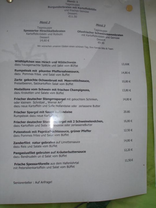 Speisekarte Nr.5 Menüs  Hotel Zum Wiesengrund