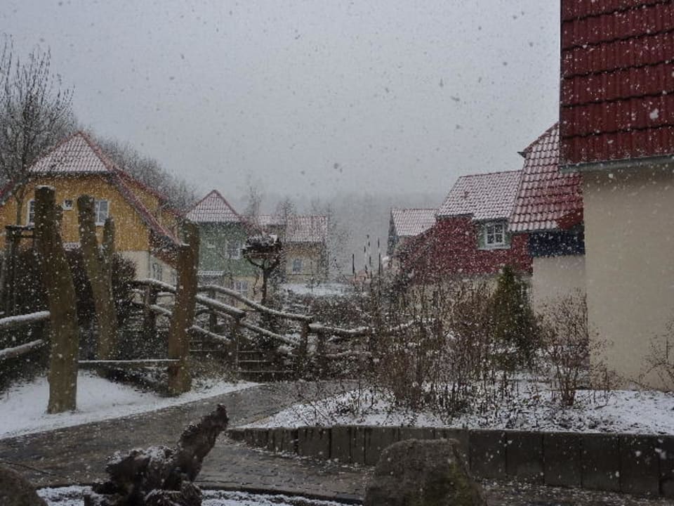 Schneefall im Park Hasseröder Ferienpark