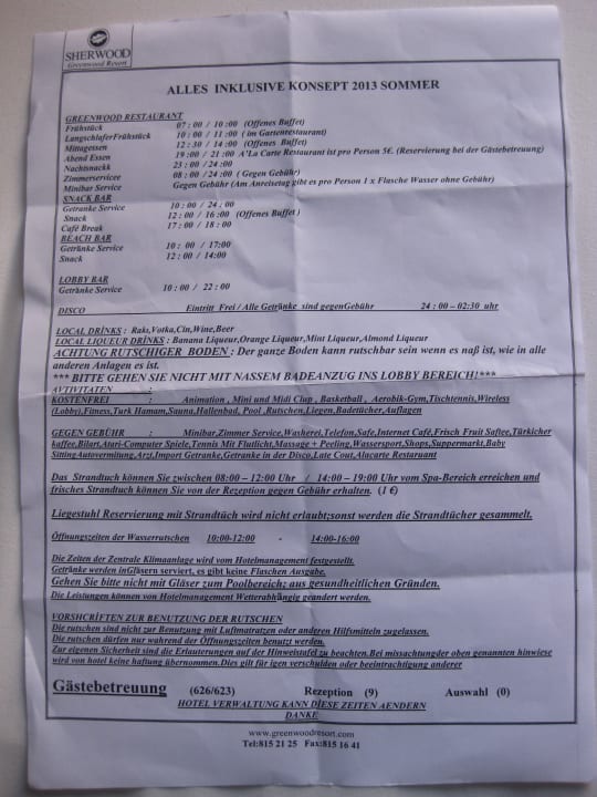 All-Inclusive Konzept 2013 Greenwood Kemer Resort