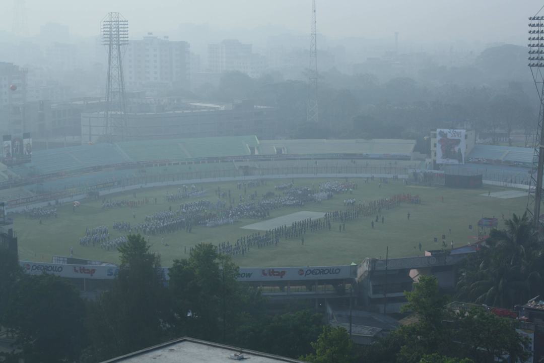 Blick vom Zimmer in das Stadion Radisson Blu Chittagong Bay View