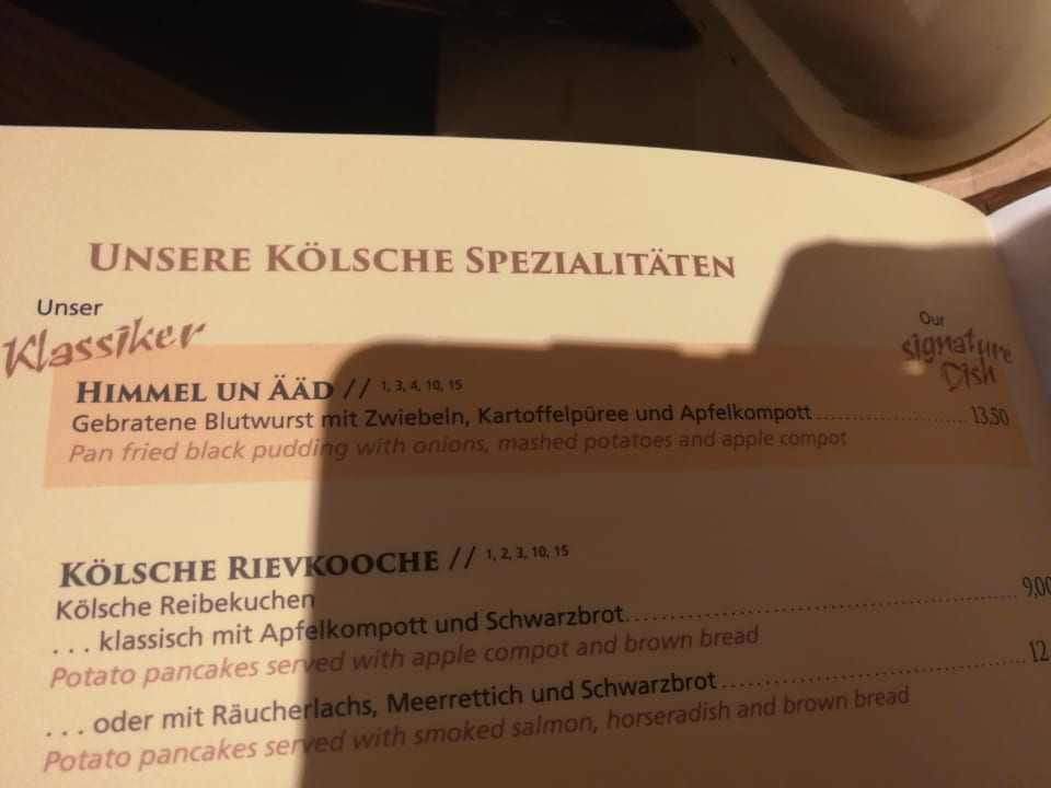 Speisekarte Hotel Mondial am Dom Cologne- MGallery