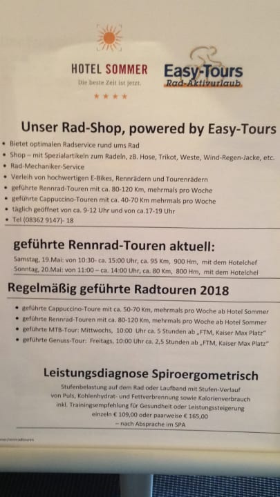 Tägliche Angebote Hotel Sommer
