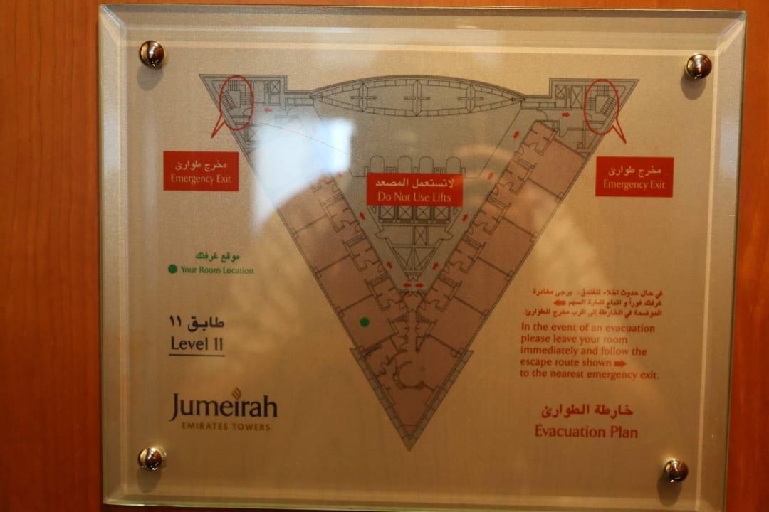 Lageplan im Zimmer Hotel Jumeirah Emirates Towers