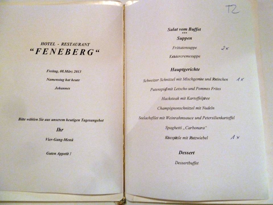 Allabendlich zur Auswahl stegendes Angebot Hotel Feneberg