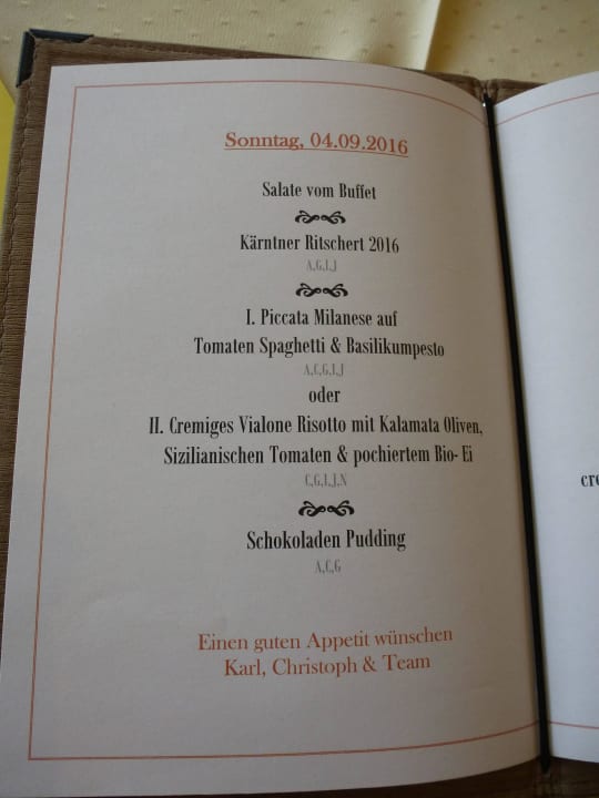 Abendkarte  Hotel Brückenwirt