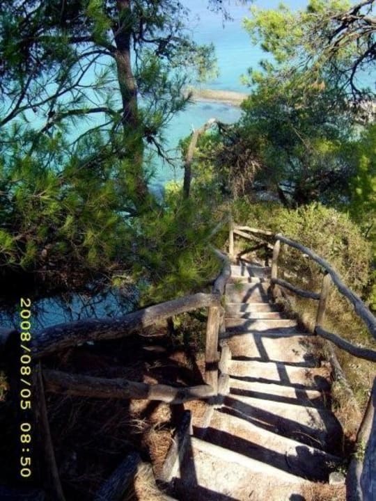 Schody na plaze Hotel Dryades