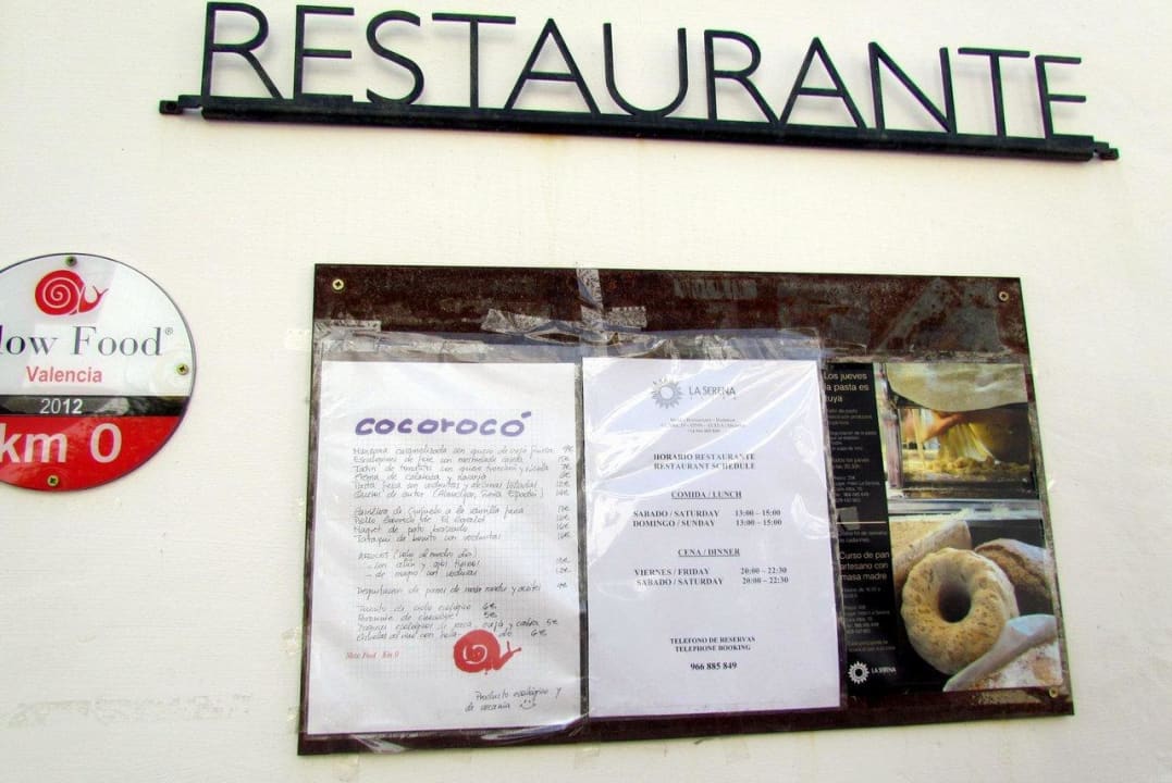 Restaurant Cocoroco's menu Hotel La Serena - Adults only