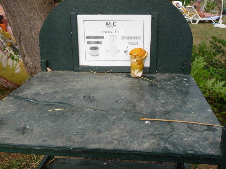 Geschirr- Abstellwagen im Gartenbereich MC Beach Park Resort Hotel