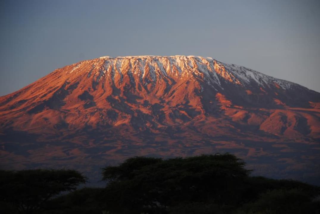 Der Kili früh um 6.00 Uhr Hotel Amboseli Sopa Lodge