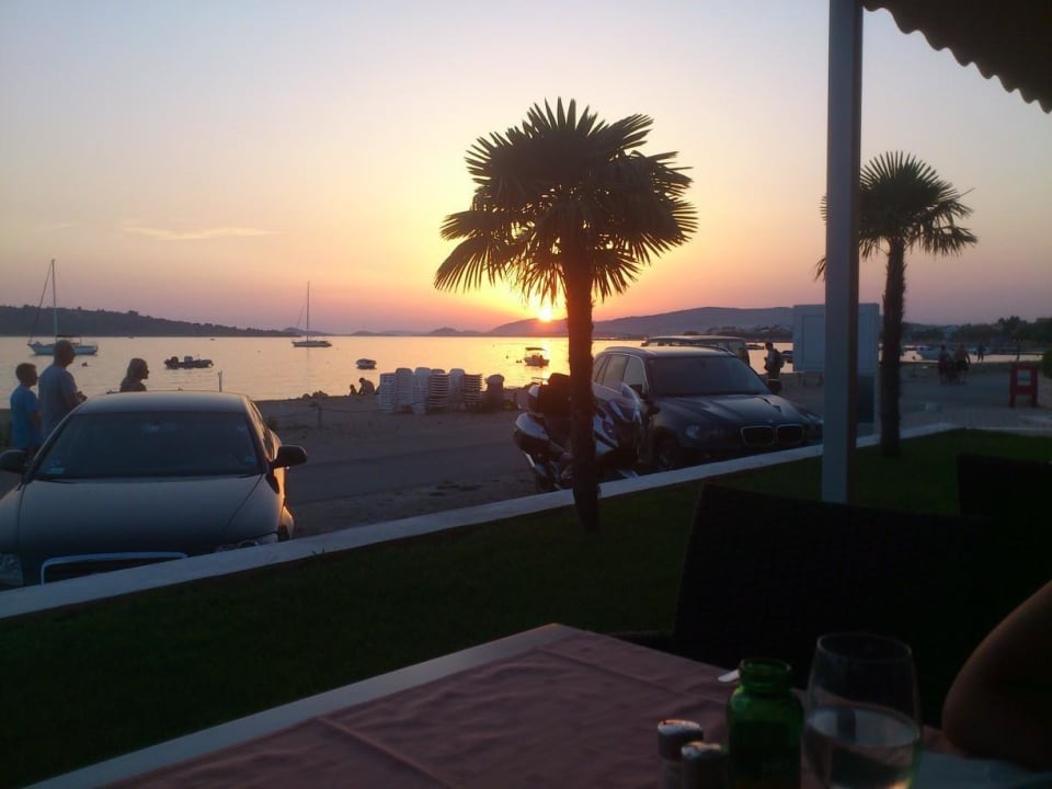 Ausblick vom Abendessen auf das Meer Hotel Duje