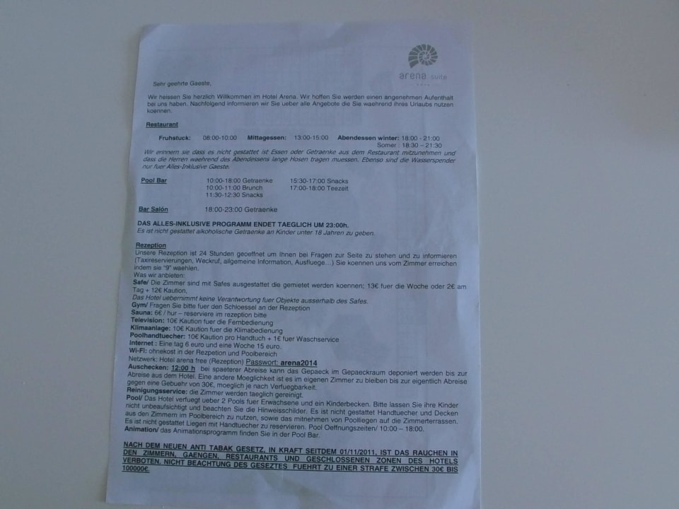 Info für den Urlauber Hotel Arena Suite