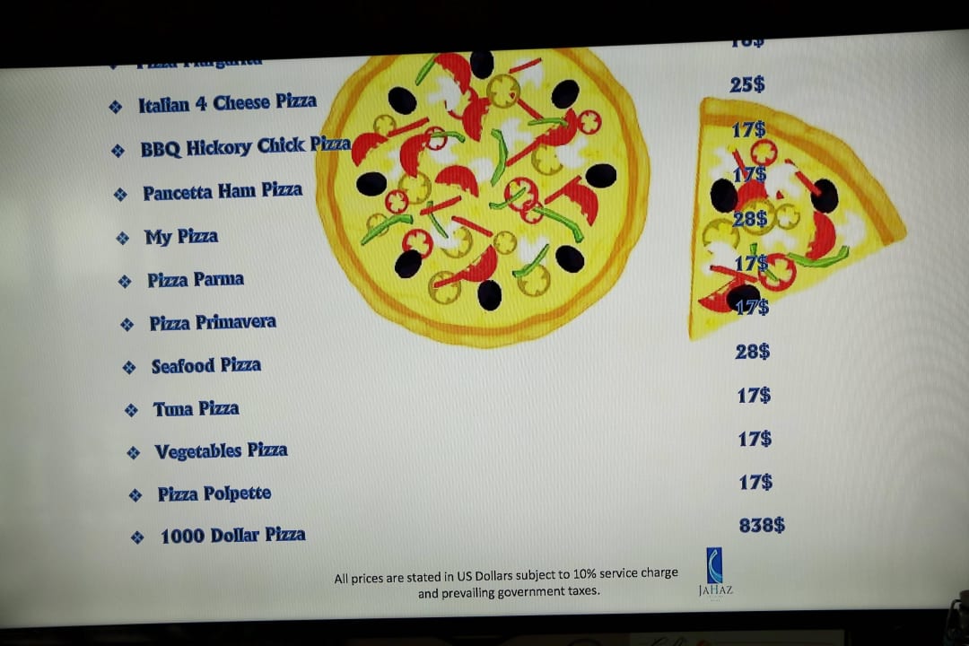 Pizza preise zzgl 10% service zzgl 12% tax Constance Halaveli Maldives