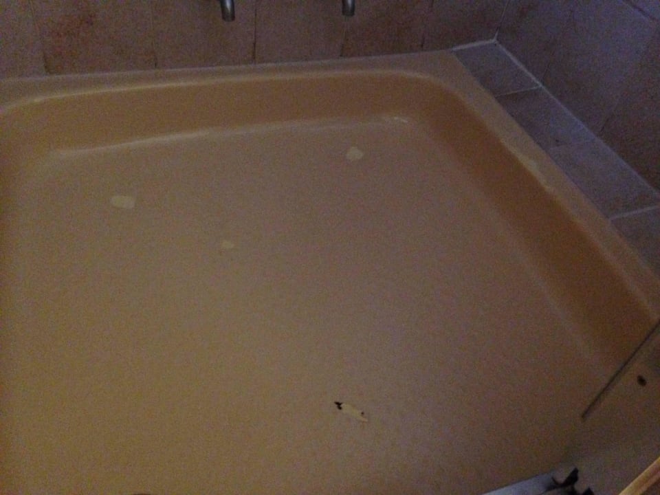 Dusche: lieblos repariert/ausgebessert Feriendorf am Maltschacher See