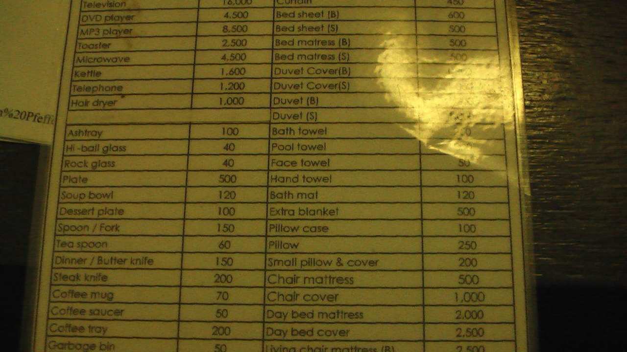 Preisliste The Phulin Resort