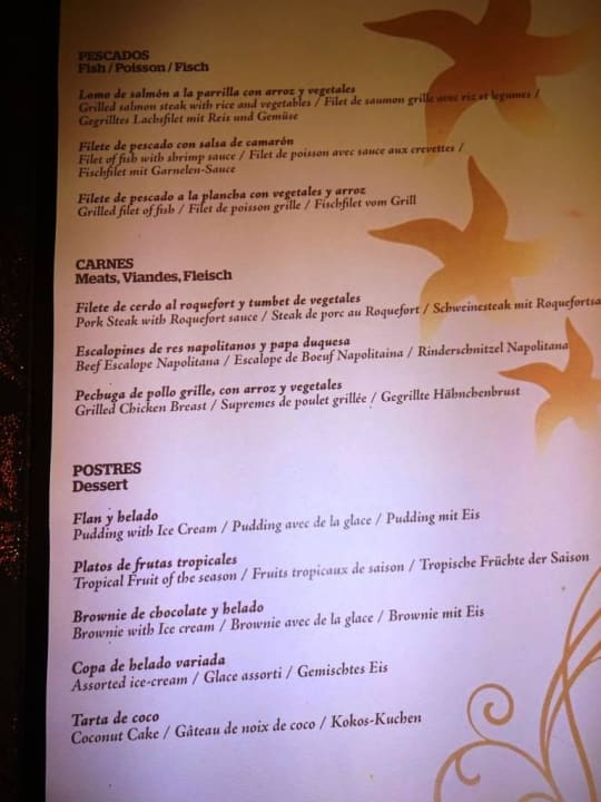Speisekarte 2 (das Meiste gab es nicht) Iberostar Grand Trinidad