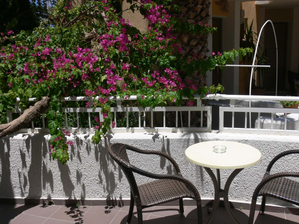 Terrasse mit Blick auf den schönen Garten Nefeli Hotel Rethymno