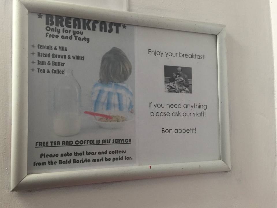 Frühstücksübersicht Hotel Avalon House