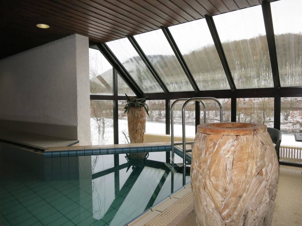 Pool mit Blick zum See Göbel's Seehotel Diemelsee