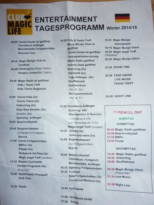 Animationsprogramm Winter 2014/2015 TUI MAGIC LIFE Fuerteventura