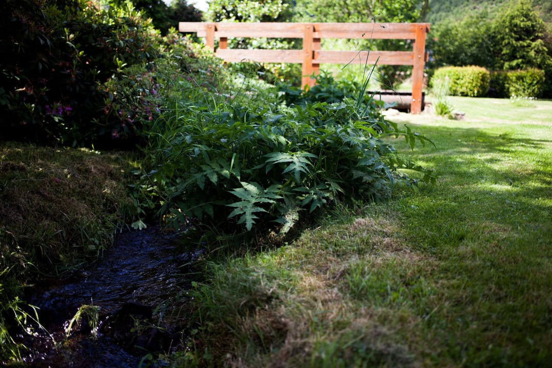 Brücke über dem Bach Hotel im Auerbachtal