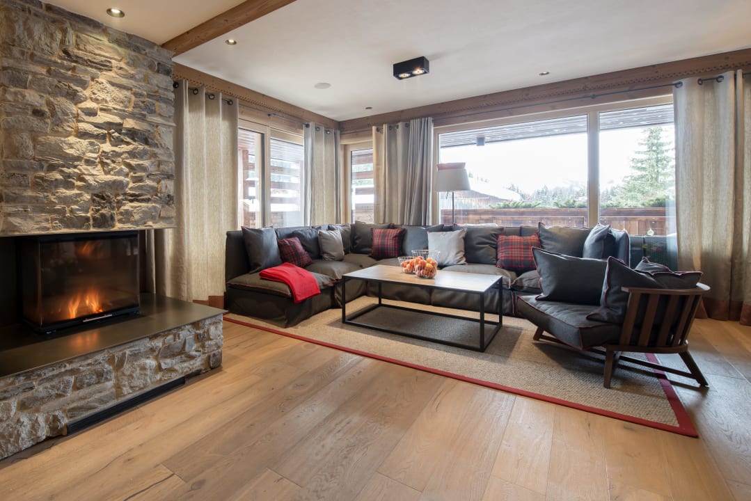 Chalet II, Sitzecke im Wohnzimmer Lech Lodge