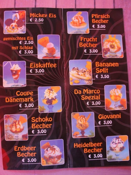 Eiskarte Strandhotel Da Marco