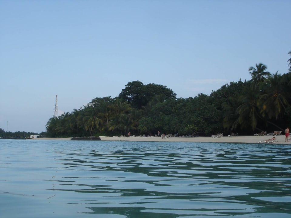 Strand vom Wasser aus Kuramathi Maldives