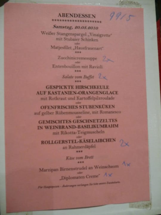 Menü Abendessen Das Kaltschmid - Familotel Tirol