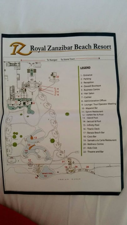Plan der Hotelanlage Royal Zanzibar Beach Resort