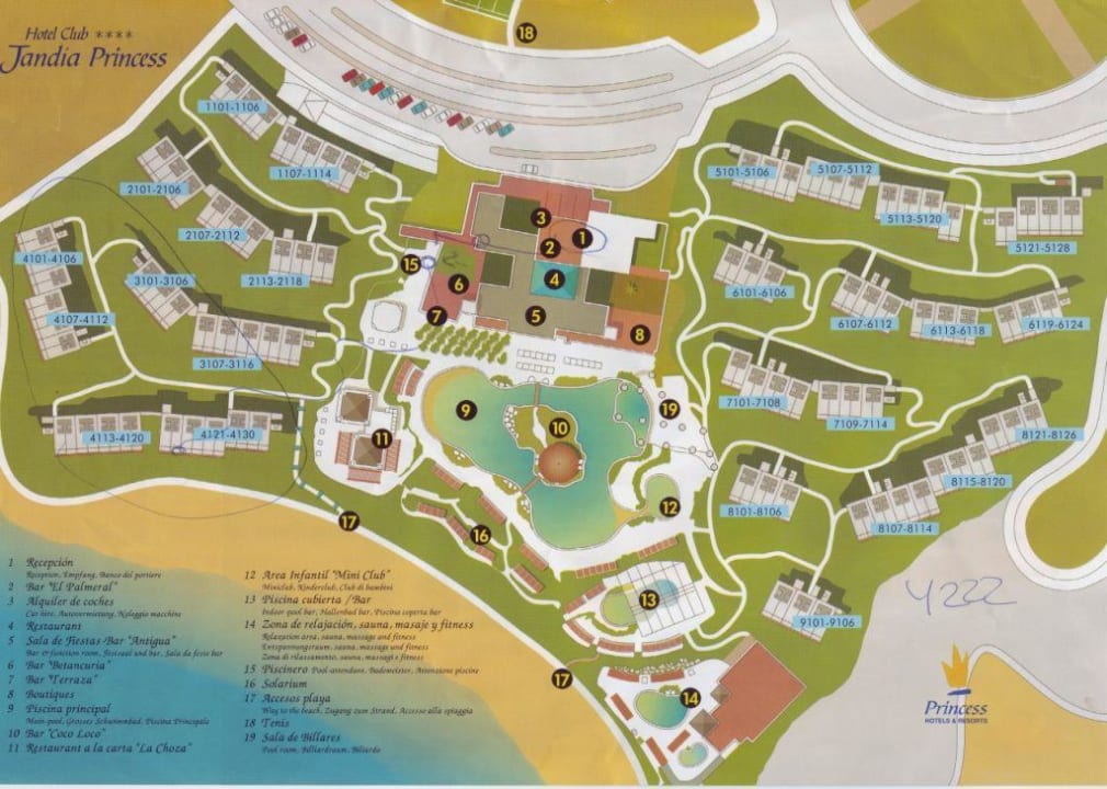 Hotel-Lageplan zweidimensional Club Jandia Princess