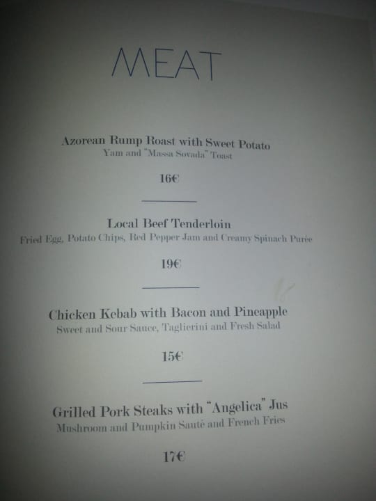 Speisekarte-Fleisch Caloura Hotel Resort