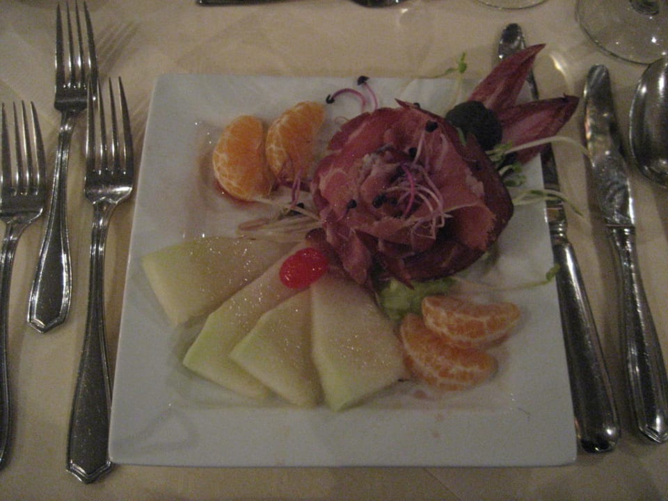 Vorspeise, Melone mit Schinkenkranz Moselromantik Hotel Panorama