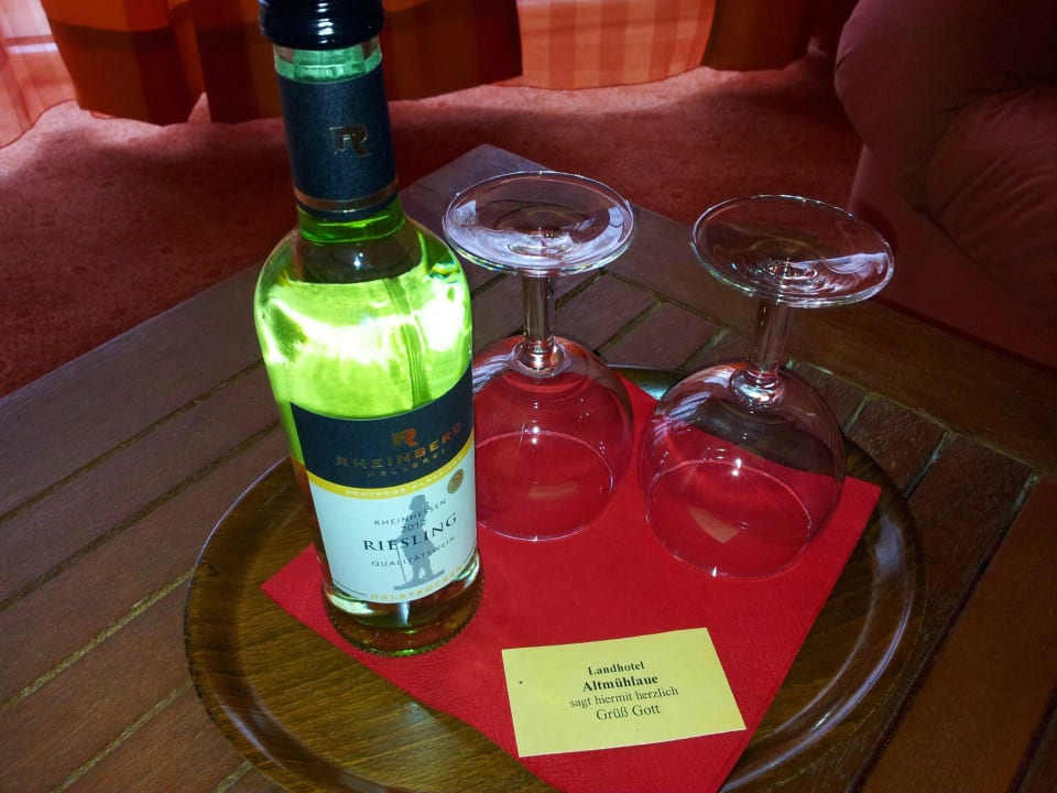 Willkommensgruß im Zimmer Landhotel Altmühlaue