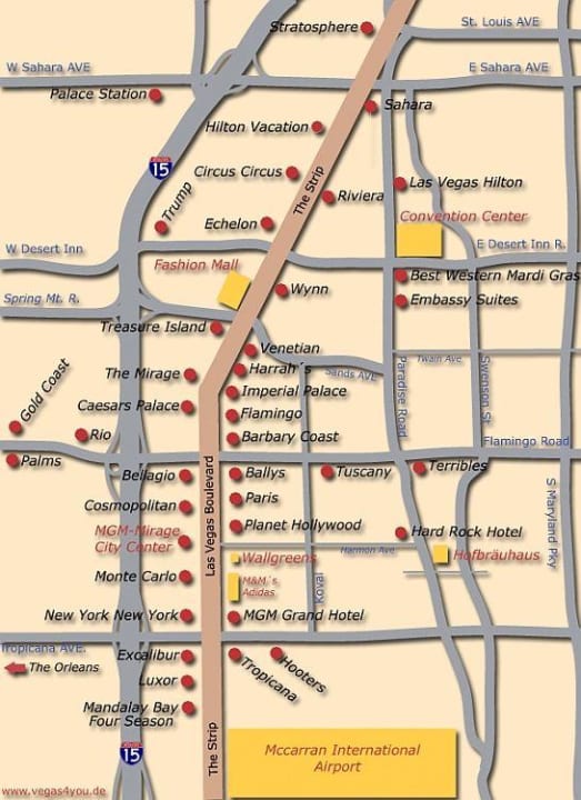 Lageplan vom Strip Horseshoe Las Vegas