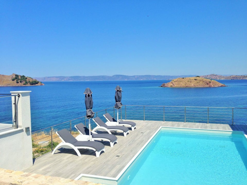 Villa Nissea - View of Molivos from pool Eleia Seafront Villas