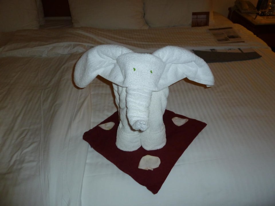 Elefant auf dem Bett Hotel Le Meridien Al Aqah Beach Resort